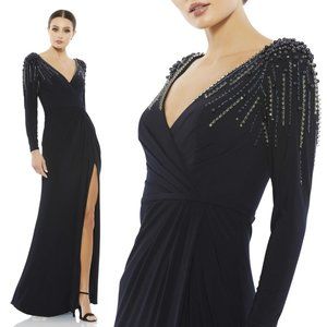 MAC DUGGAL | FAUX WRAP JERSEY GOWN W/ EMBELLISHED ACCENTS #55715